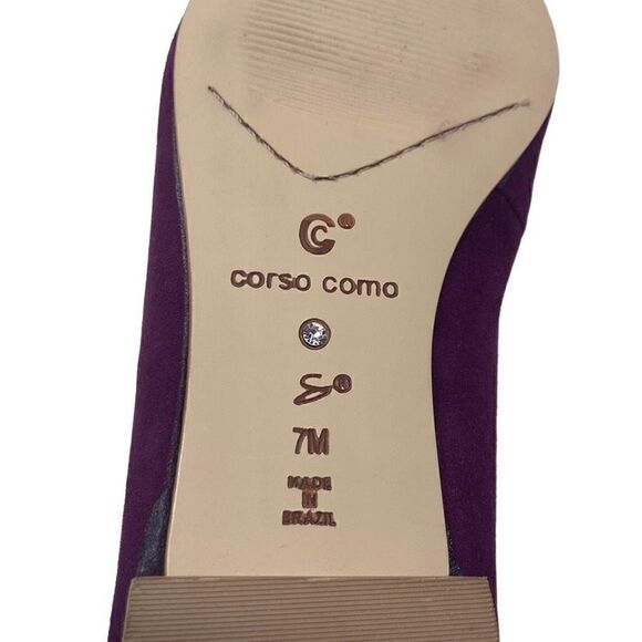 Corso Como 7 Eggplant Purple Suede Recital Ballet Flats Suede Pointed Toe - Picture 8 of 11